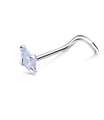MS Stone Silver Curved Nose Stud NSKZ-1755